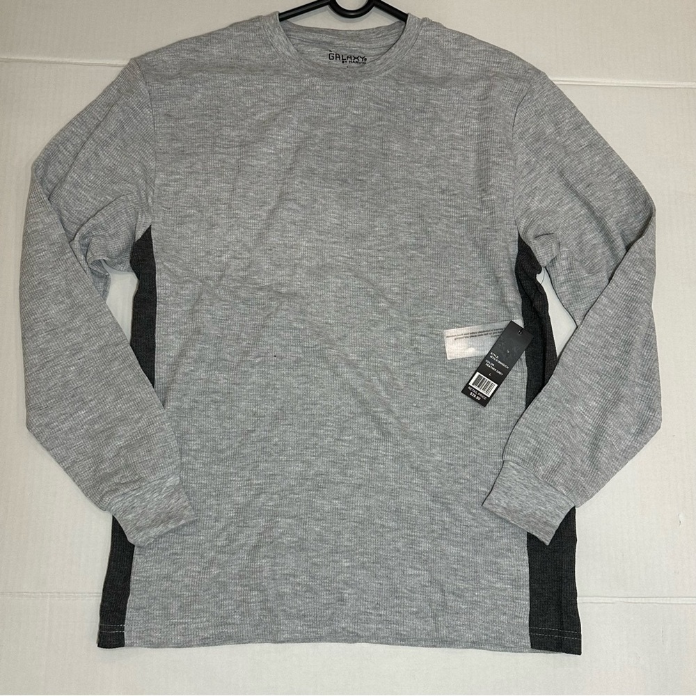 •NWT Galaxy by Harvic Long Sleeve Thermal Shirt Top Heather Gray Size Large